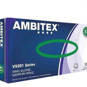 NEW Ambitex V5201 Series Latex Free Clear Vinyl Gloves Extra Large 1000